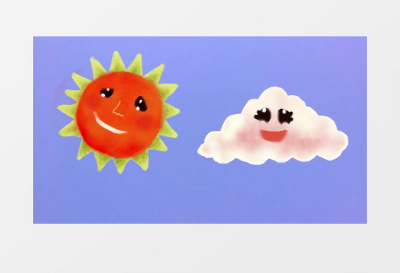 可爱卡通太阳云朵有音乐背景视频