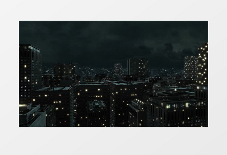 鸟瞰城市夜景变换标志动画AE模板