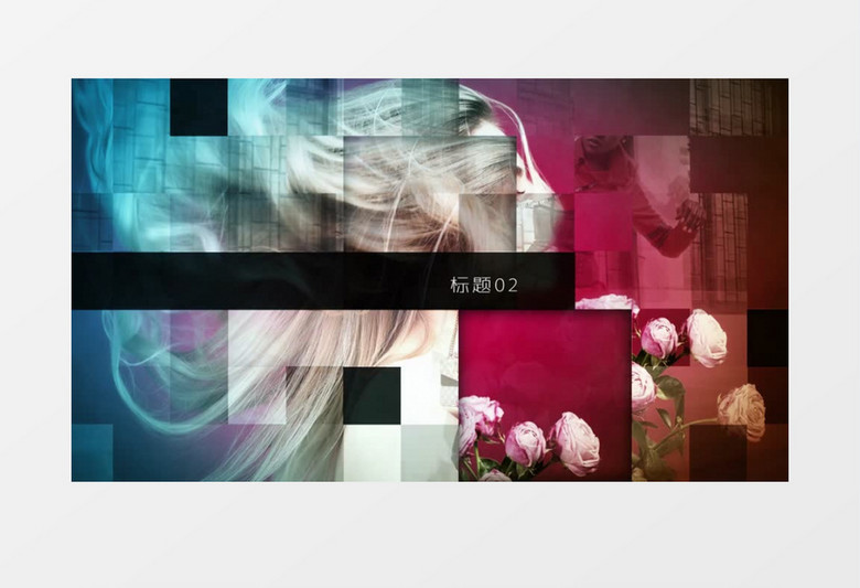 方块晶格效果图片标题展示ae视频模板