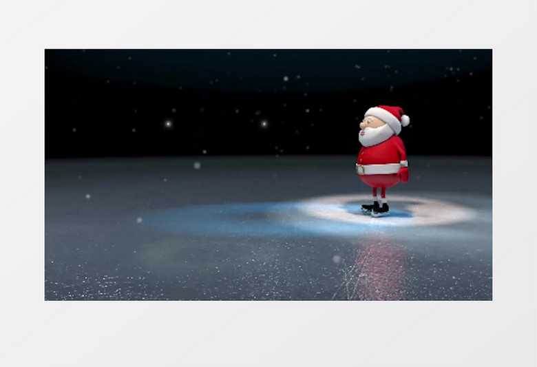 卡通圣诞老人滑冰庆贺标志视频模板