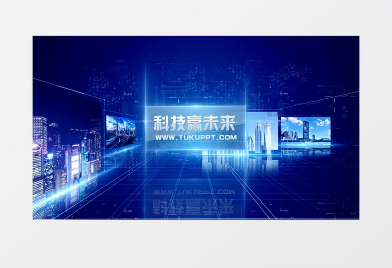 蓝色科技空间图文展示Ae模板
