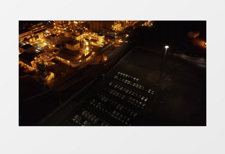 航拍夜景城市工厂灯光展示实拍视频