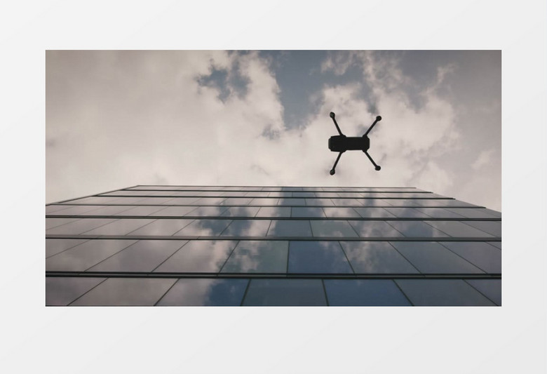 从办公楼上空俯瞰的无人机实拍视频素材