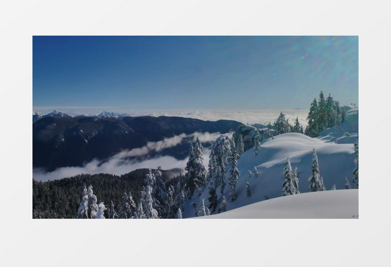 万里无云白雪皑皑的山峰自然风光实拍视频