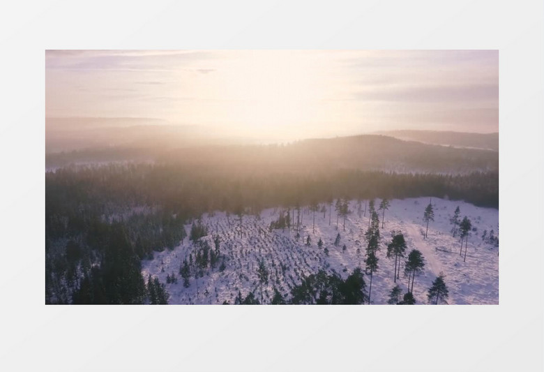 航拍落日下的雪景实拍视频素材