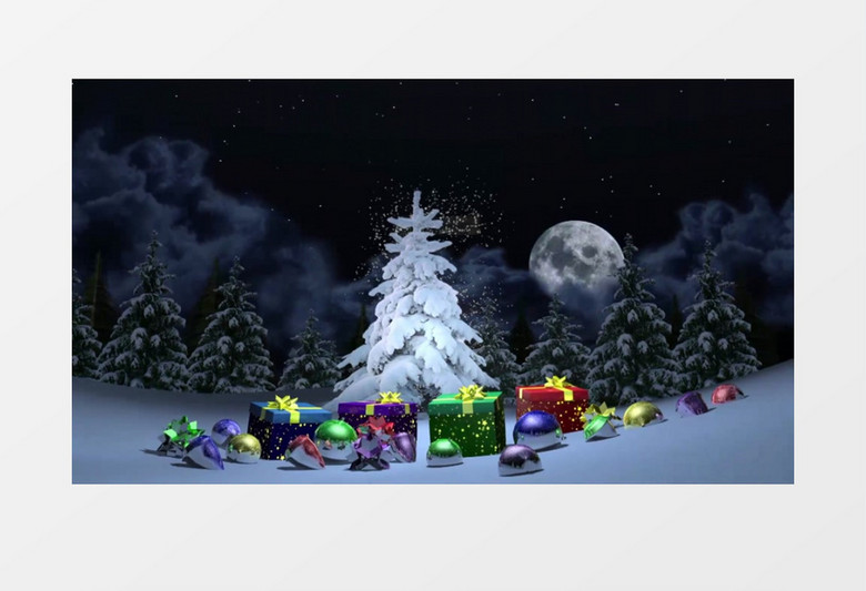 创意雪夜圣诞节新年倒计时edius视频模板