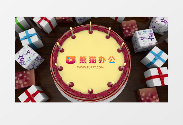 唯美生日蛋糕礼盒遍布LOGO片头PR模板