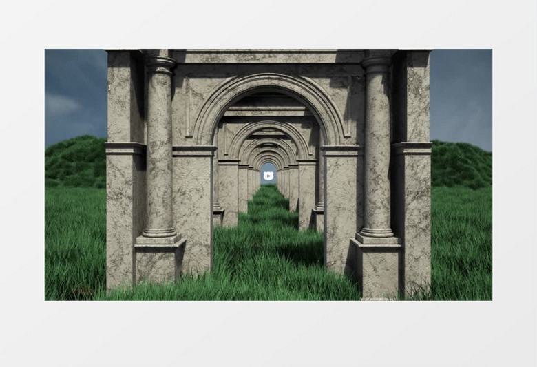 蓝天草地教堂穿梭LOGO片头动画PR模板