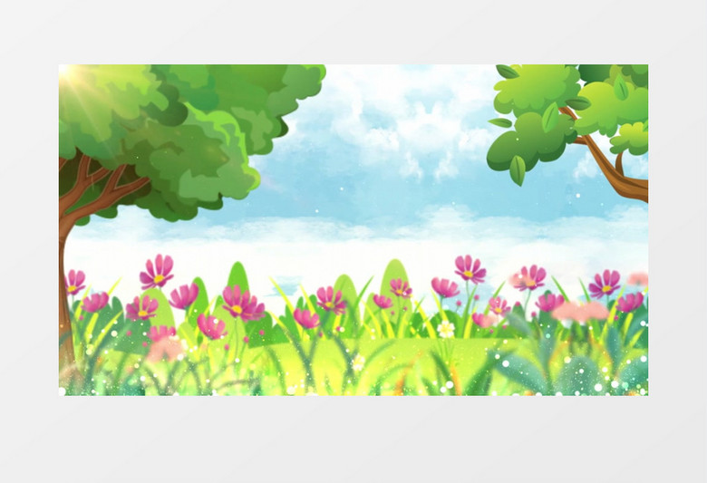 唯美春暖花开卡通森林背景视频