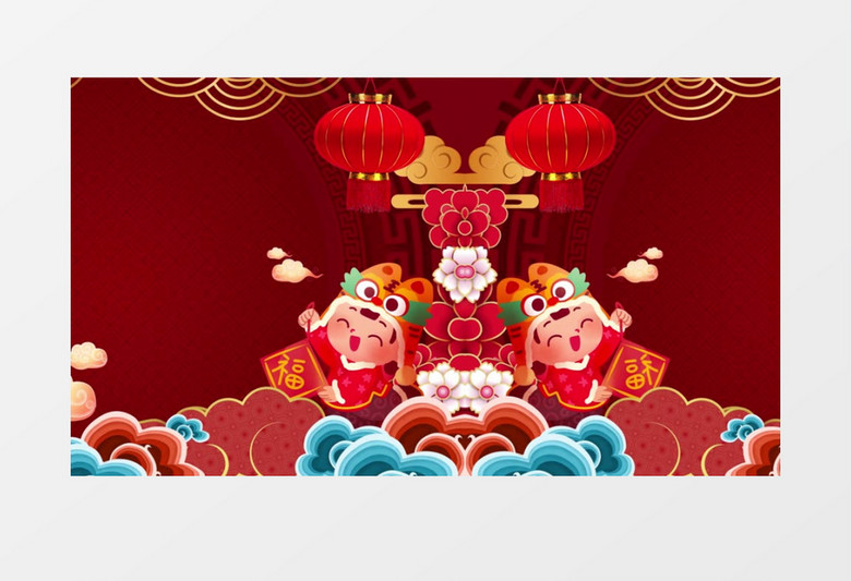 红色喜庆无缝对接春节背景视频素材