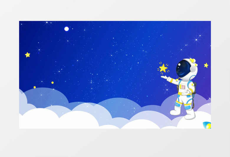 高清蓝色边框背景卡通火箭宇宙背景视频