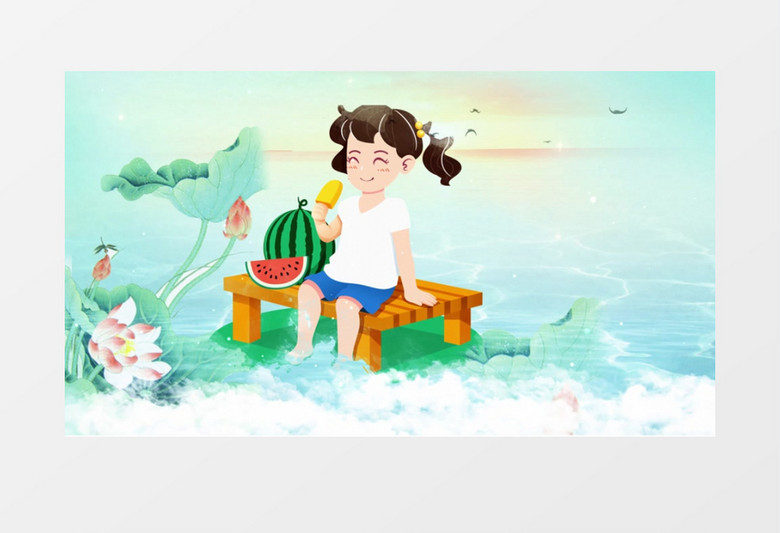 中國二十四節(jié)氣大暑宣傳背景視頻