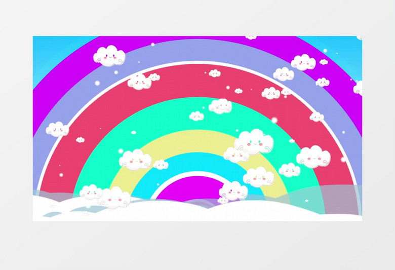 原创自产可爱卡通甜美彩虹云舞台背景AE模板