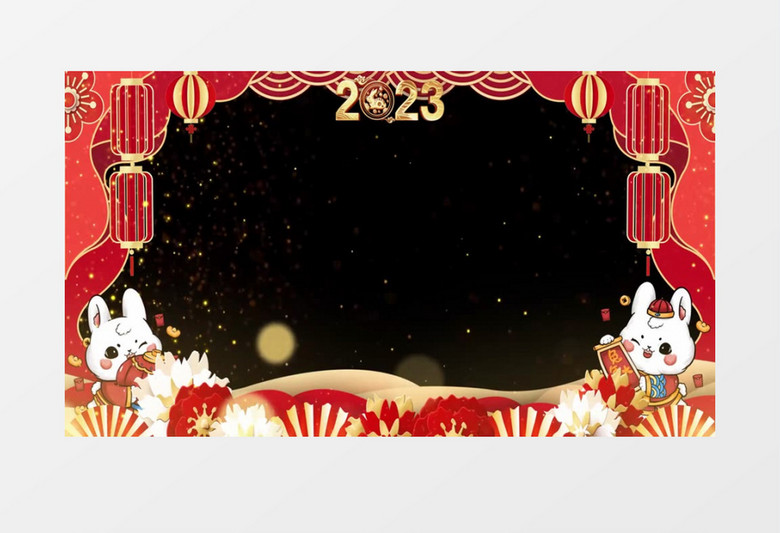 兔年春节拜年祝福边框视频AE模板