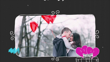 手绘可爱边框情人节婚礼相册展示片头AE视频模板