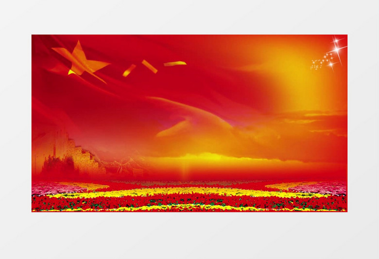 动画动态八一军旗飘扬背景视频素材