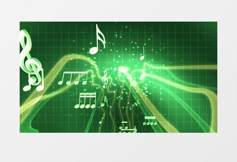绿色 变幻粒子音符跳动背景视频(有音乐)