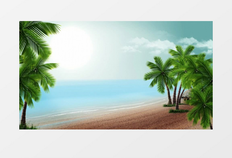 海滩椰子树景色背景视频（有音乐）