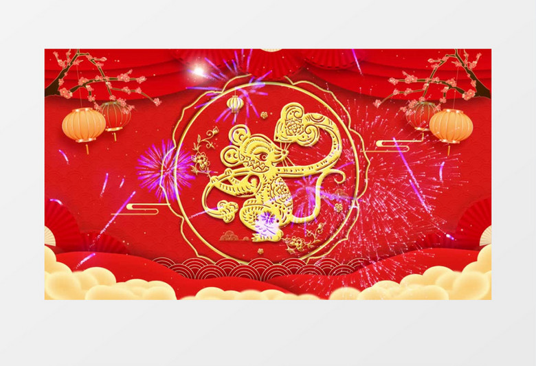 红色喜庆中国风春节舞台LED背景视频模板