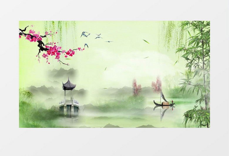 唯美水墨画中国风背景视频素材AE模板