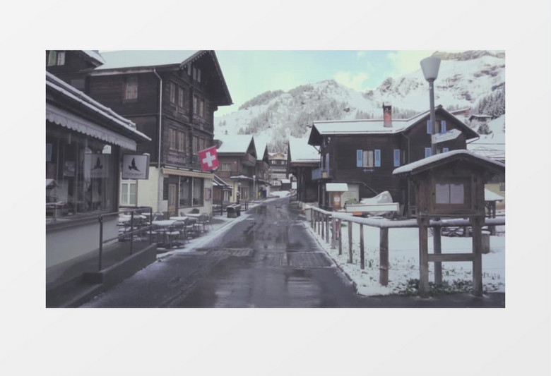 冬天安静的欧洲小镇实拍视频素材