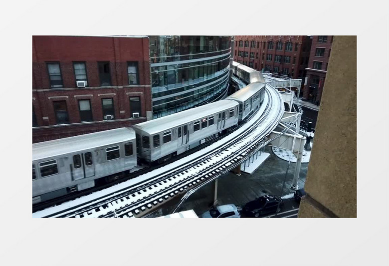 列车轻轨高铁被雪花覆盖实拍视频素材