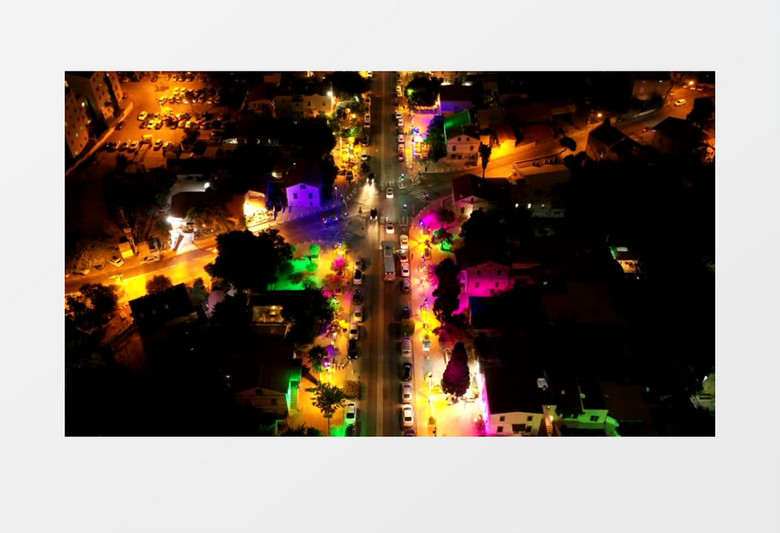 航拍夜景下道路上的交通实拍视频素材
