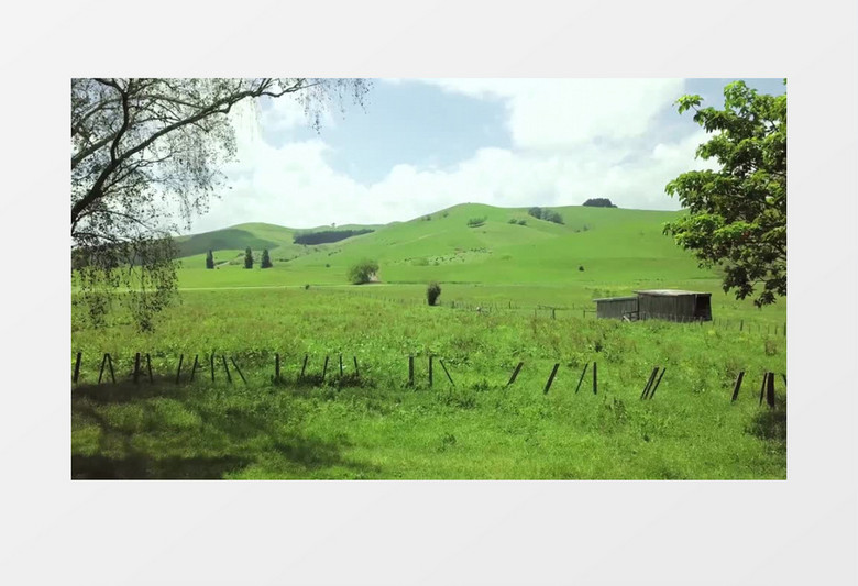 实拍郊外嫩绿的草地和山坡.mp4实拍视频素材