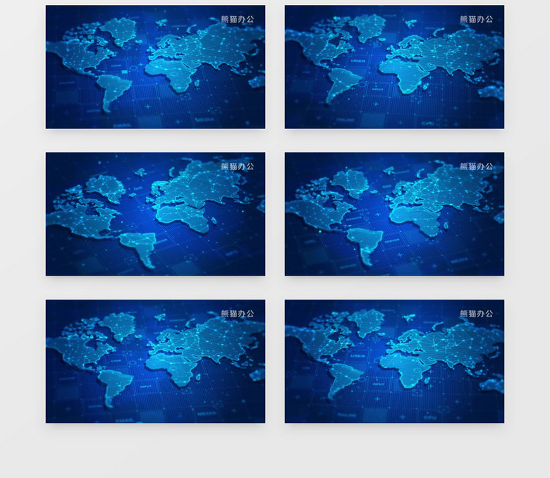 蓝色地图数据科技风背景视频