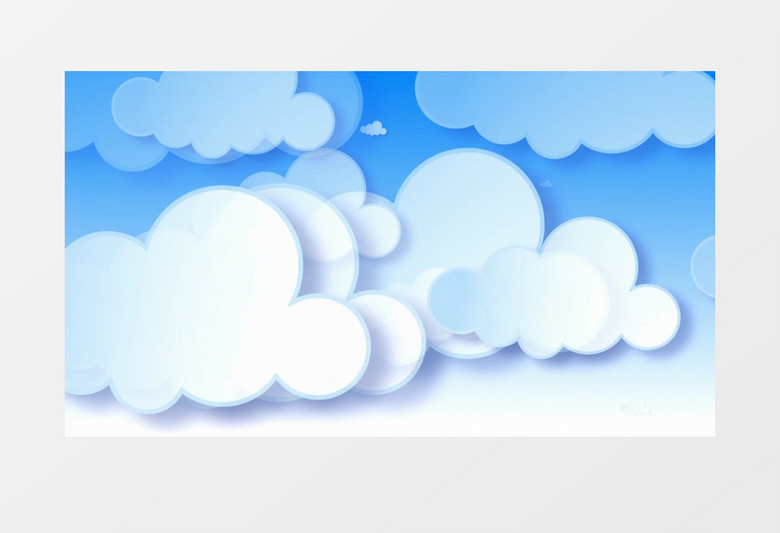 蓝色卡通蓝天白云场景有音乐背景视频素材