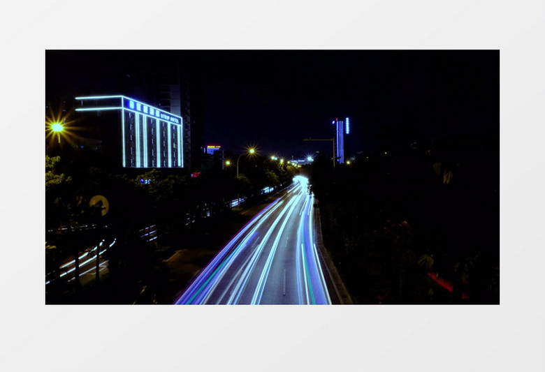 延时拍摄夜晚车辆的灯光实拍视频素材