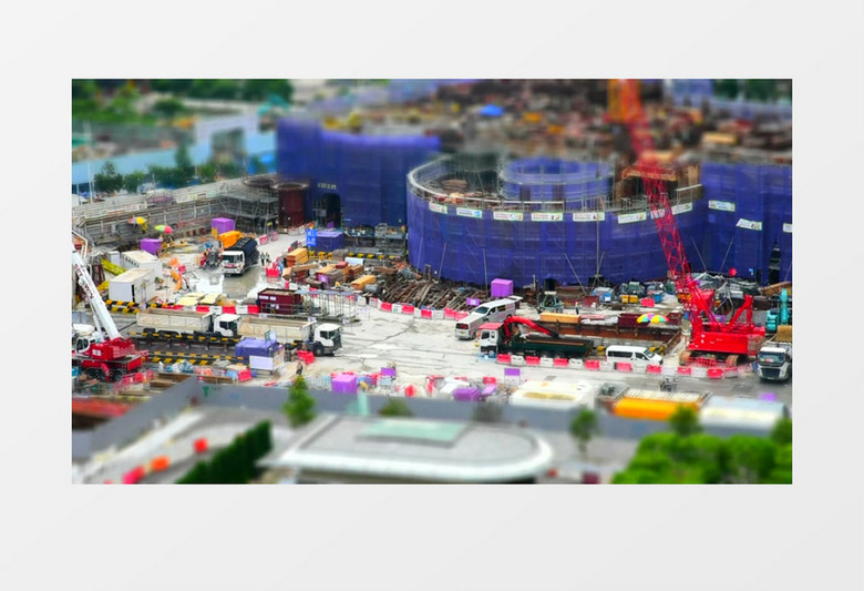 延时拍摄建筑工地繁忙的景象实拍视频素材