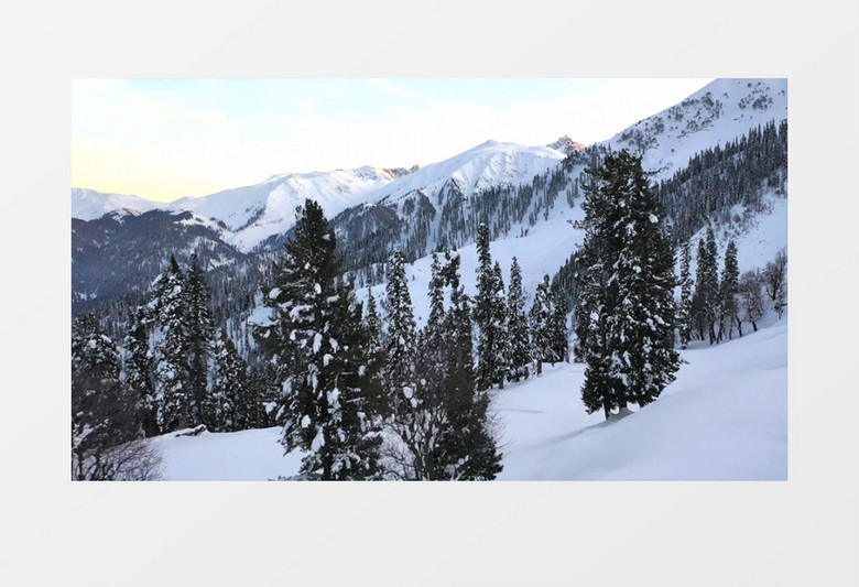 冬季被大雪覆盖的山林实拍视频素材