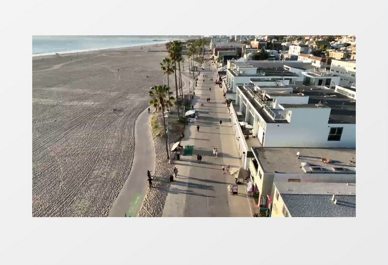 航拍海边小镇的人文景观实拍视频素材