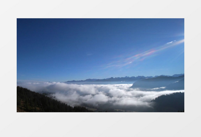 实拍蓝天下阳光照射到山川云层上实拍视频素材