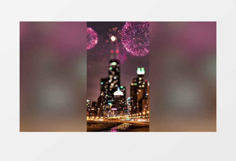 竖版元旦新年跨年城市夜景烟花燃放庆祝视频背景