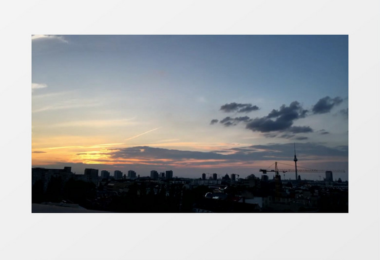 夕阳西下的城市实拍视频素材