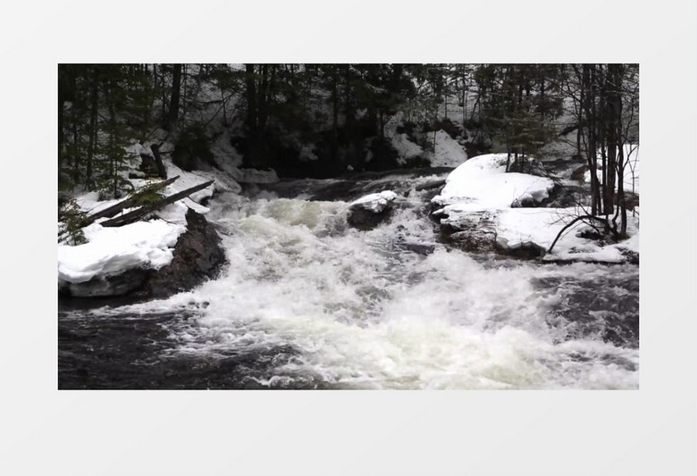 高清拍摄户外冬天冬季博尔德大瀑布河流积雪实拍视频素材