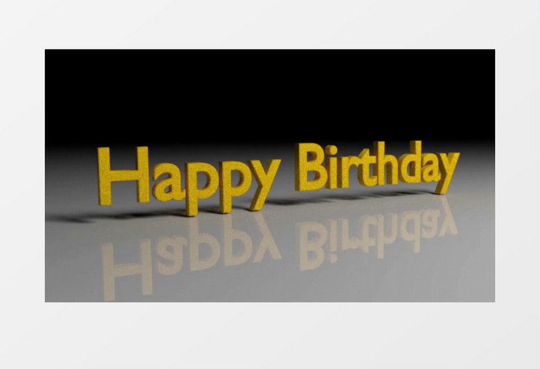 黄色动画字体生日快乐视频素材