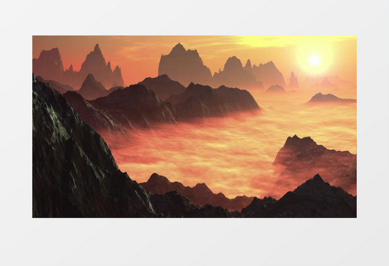 高清实拍日出照耀着巍峨的山川以及壮丽的云之雾景象视频素材