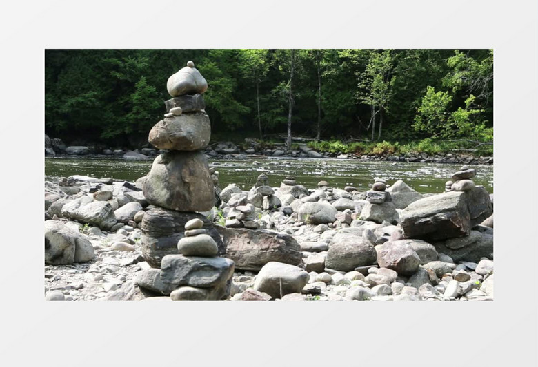 自然景观之溪边石头流水实拍视频 