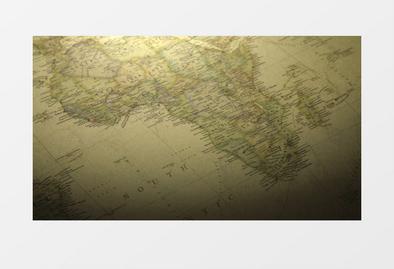 高清实拍一张古老的世界地图实拍视频素材