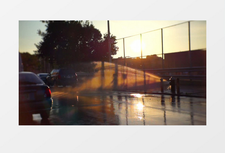 高清实拍喷水器喷出的水雾在阳光照耀下的美景实拍视频素材