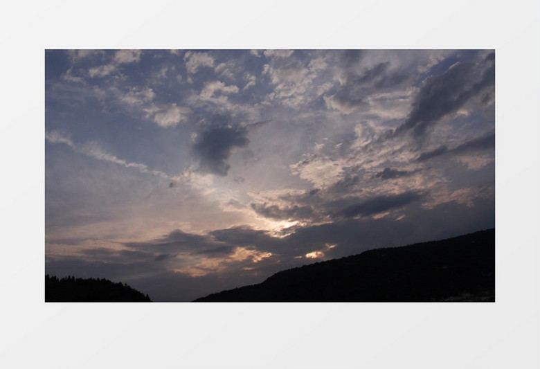高清实拍傍晚云彩遮住太阳的景象以及壮丽的河山实拍视频素材