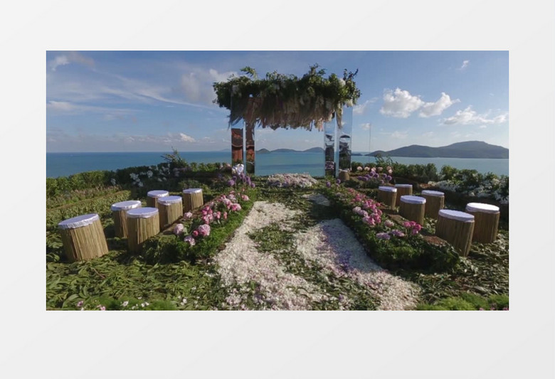 海洋小岛上漂亮的婚庆点视频素材