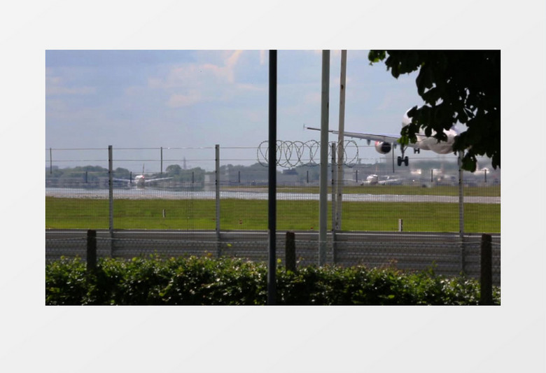机场飞机降落近距离实拍视频素材