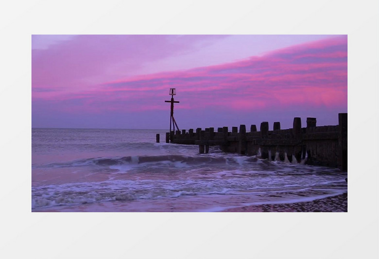 夕阳下的海岸线实拍视频素材