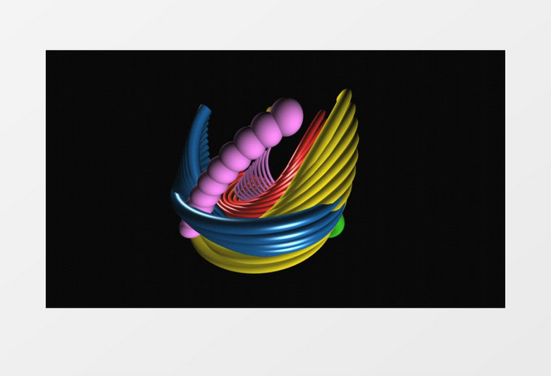 彩色螺纹圆珠串不断旋转3D动画效果视频素材