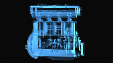 3D效果模拟汽车发动机内部旋转构造视频素材