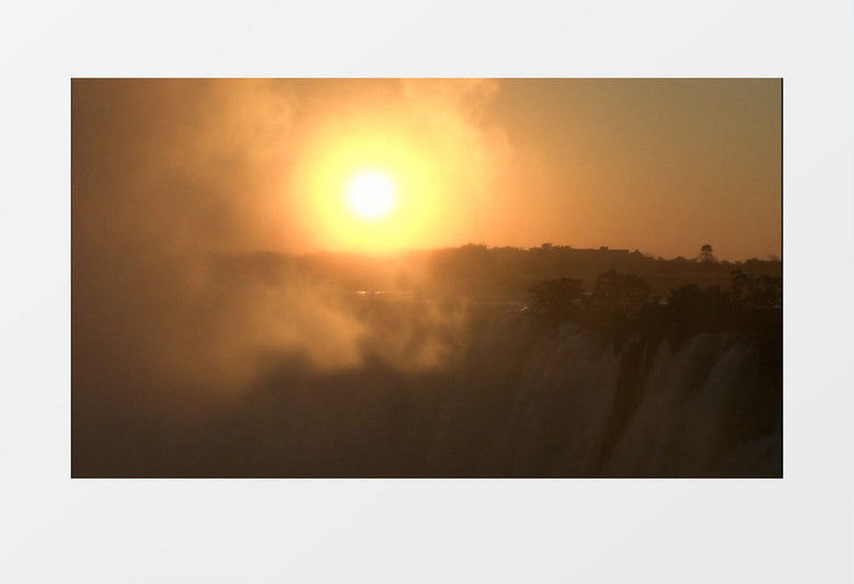 夕阳下的壮阔瀑布高清实拍视频素材